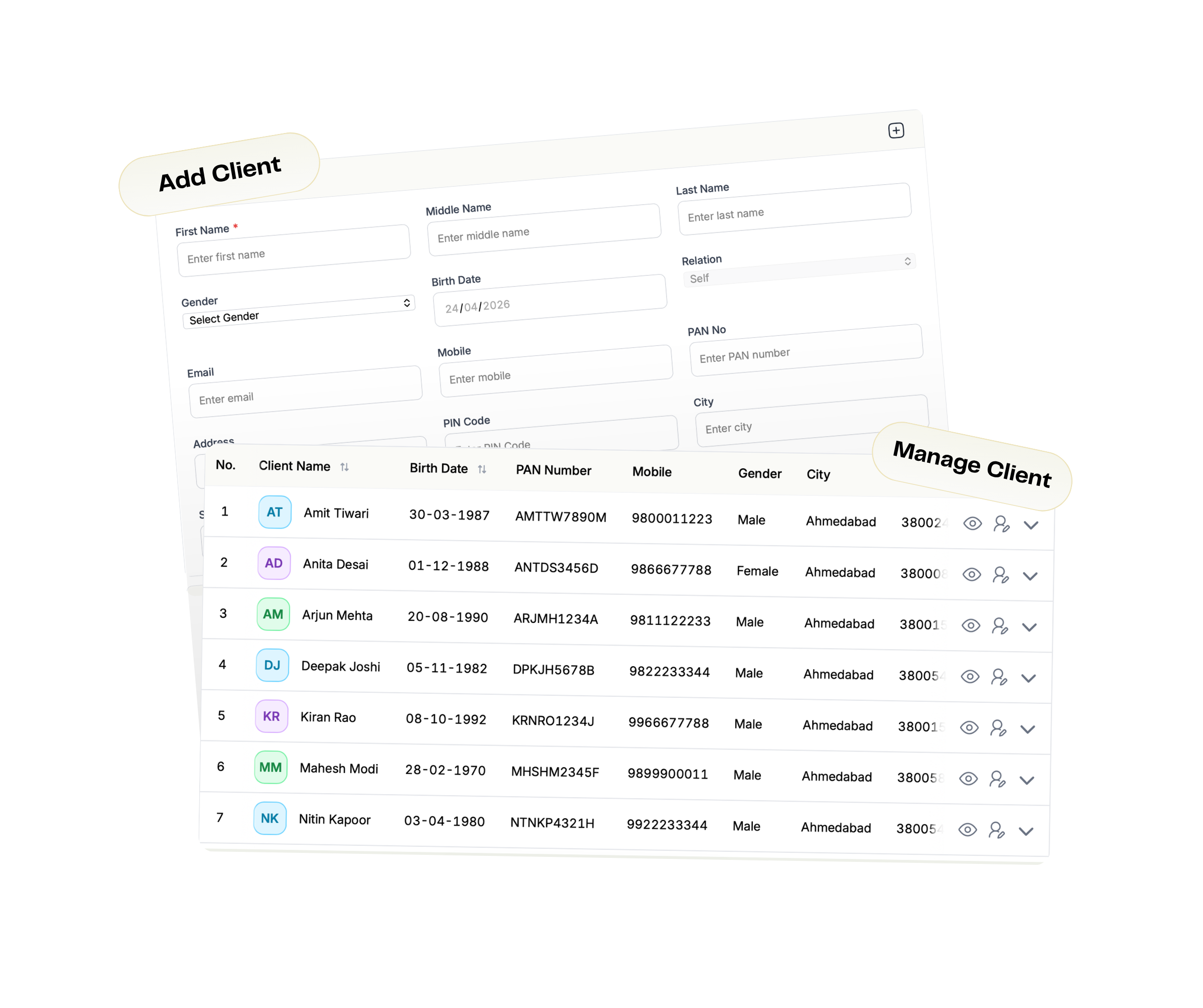 Add & Manage Clients